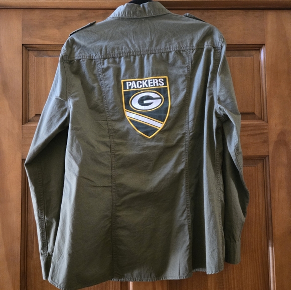 Green Bay Packers Womens Military Field Jacket/ Shirt Full Button Up Size LG - Picture 2 of 3